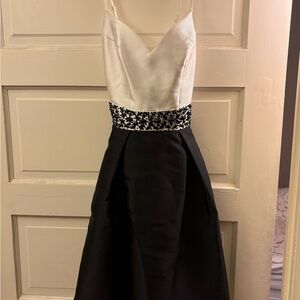 Elegant Black and White Dress with Spaghetti Straps by La Petite Robe by Chloé